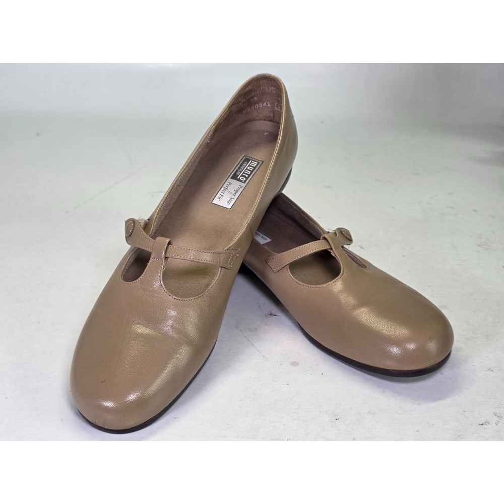 Munro American Mary Jane Women's Shoes Size 9 Beige Tan Leather Slip On Loafers - Picture 2 of 11